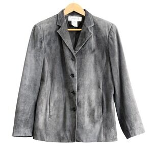 JONES & CO Women's Gray Suede Blazer 90s Minimalist Classic Western Vintage‎